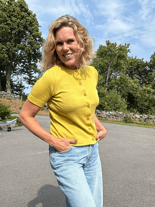 8032 Cardigan Kort Erm, Lemon Curry, Merino