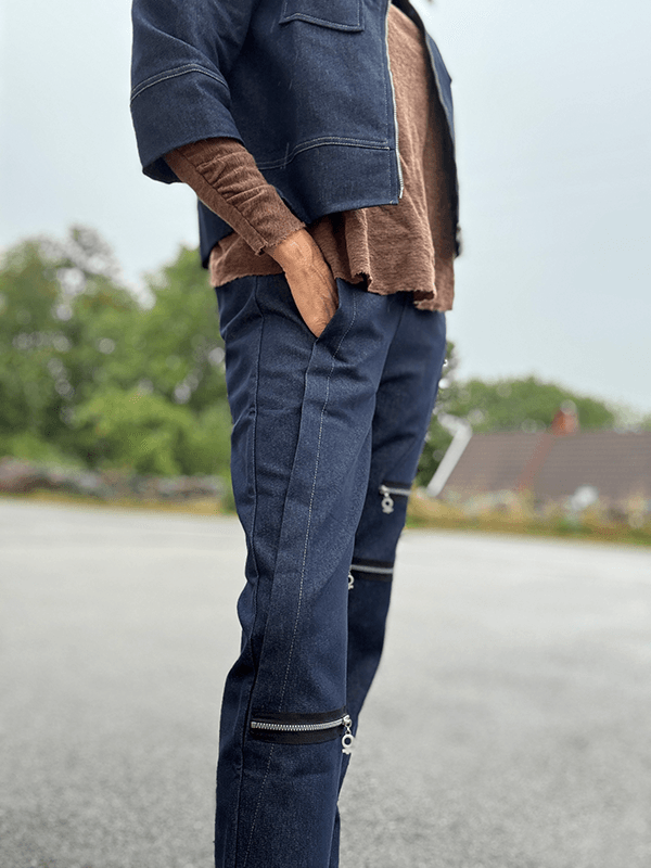4166 Bukse Stretch, Smal, Blue, Bomull