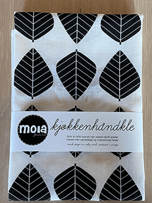 Kjøkkenhåndkle Løv, Sort