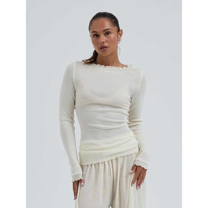 Hovedbilde Wooly Boat Neck, Off White, Merino / Silke