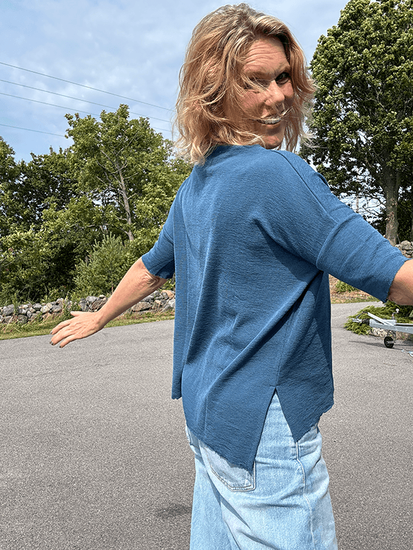 4083 T-Skjorte Vid Splitter, Denim Blue, Merino