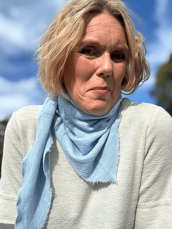 1055 Knit Kerchief TriangelSkjerf (M), Sky Blue Melange, Merino