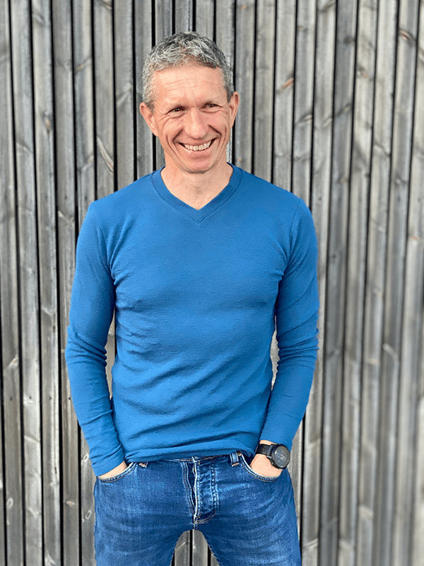 4020 Genser V, Merino, Denim Blue