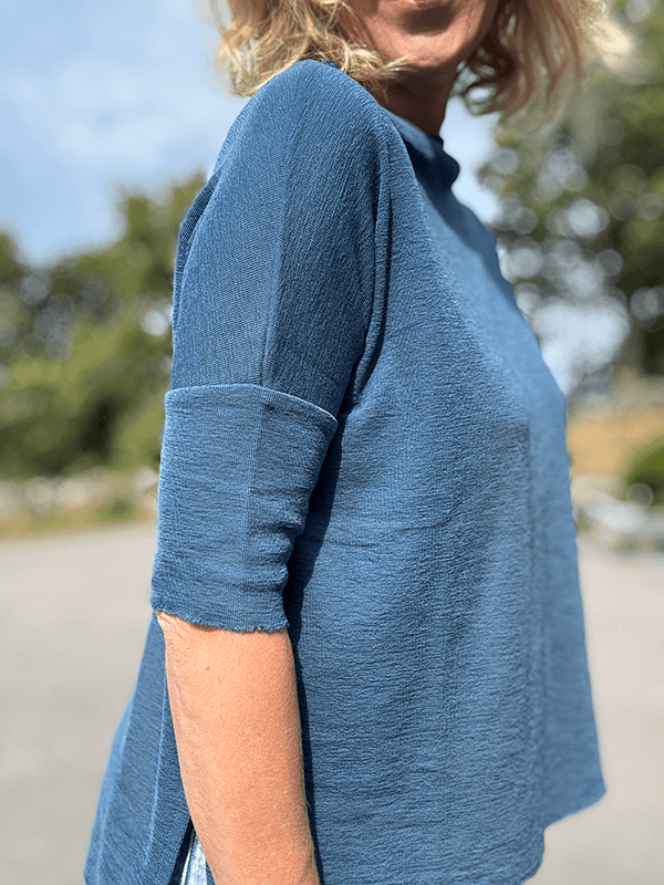 4083 T-Skjorte Vid Splitter, Denim Blue, Merino