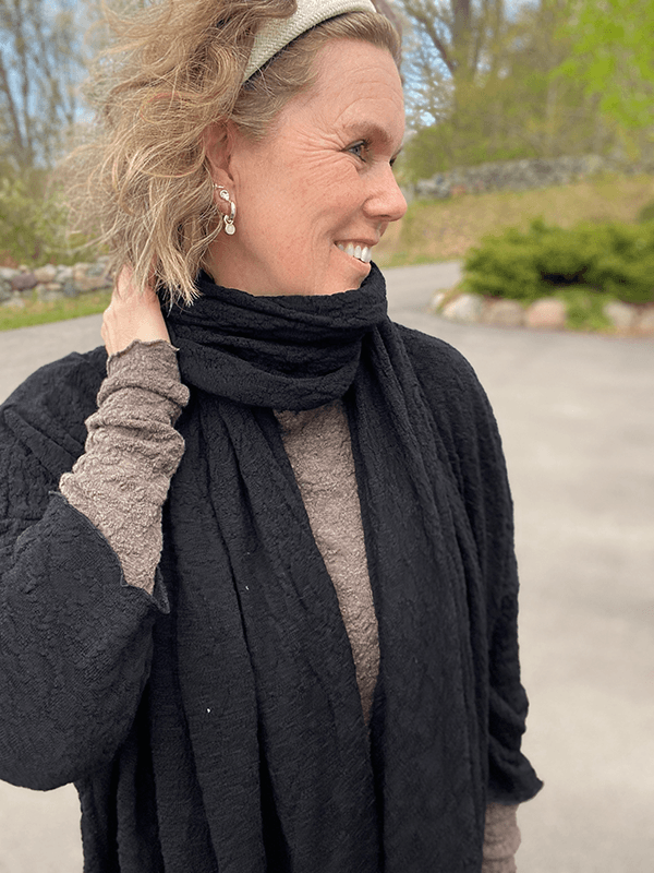 1503 Skjerf 58x200cm, Black, Bubble Wool