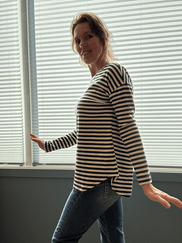 4306 T-Genser Loose, Charcoal / Raw White, Bomull