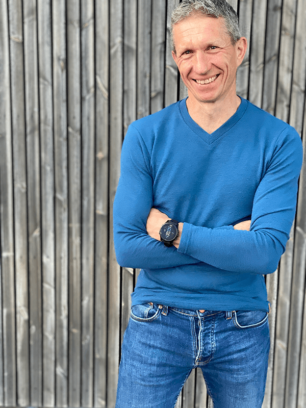 4020 Genser V, Merino, Denim Blue