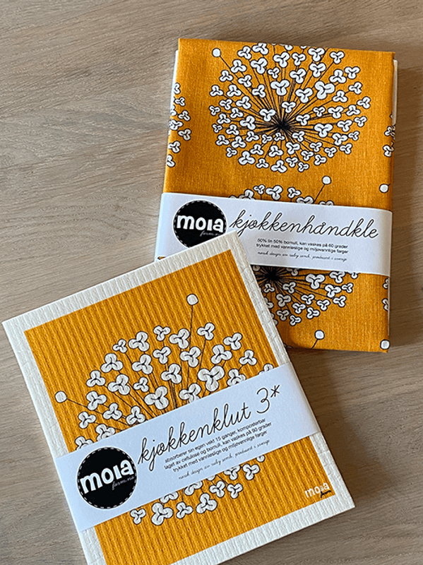 Kjøkkenklut Blomst, Okergul, 3 pk