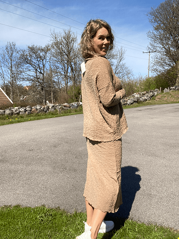 5503 Skjørt, Light Camel Melange, Bubble Wool