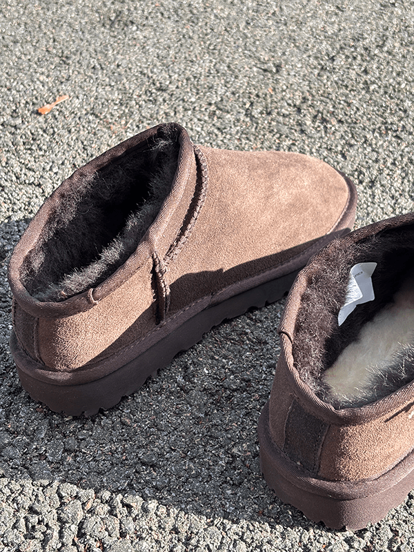 Genini Mules, Lav hel, Shearling, Dark Coffee