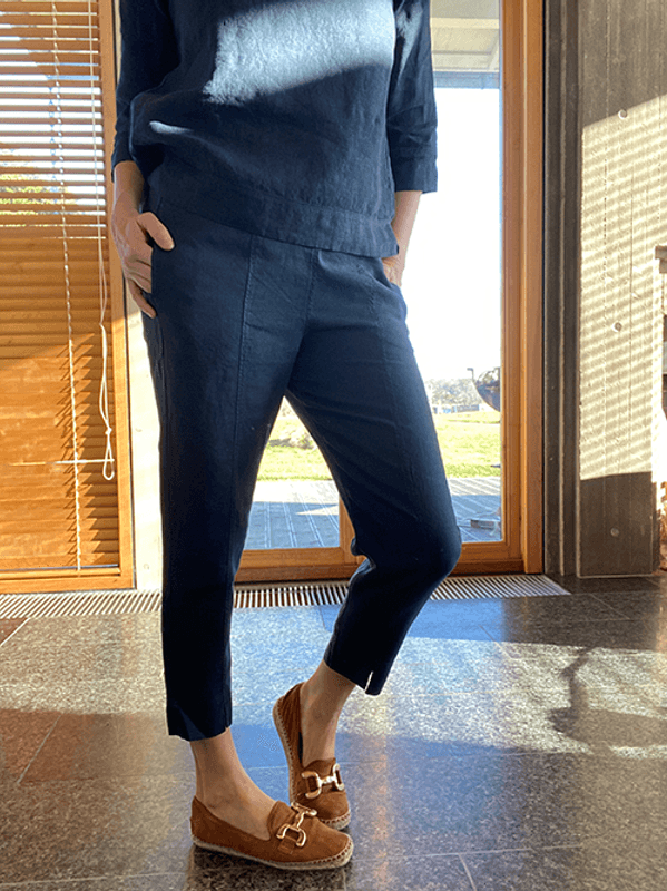 11003 Bukse Smal, Midnight Blue, Lin