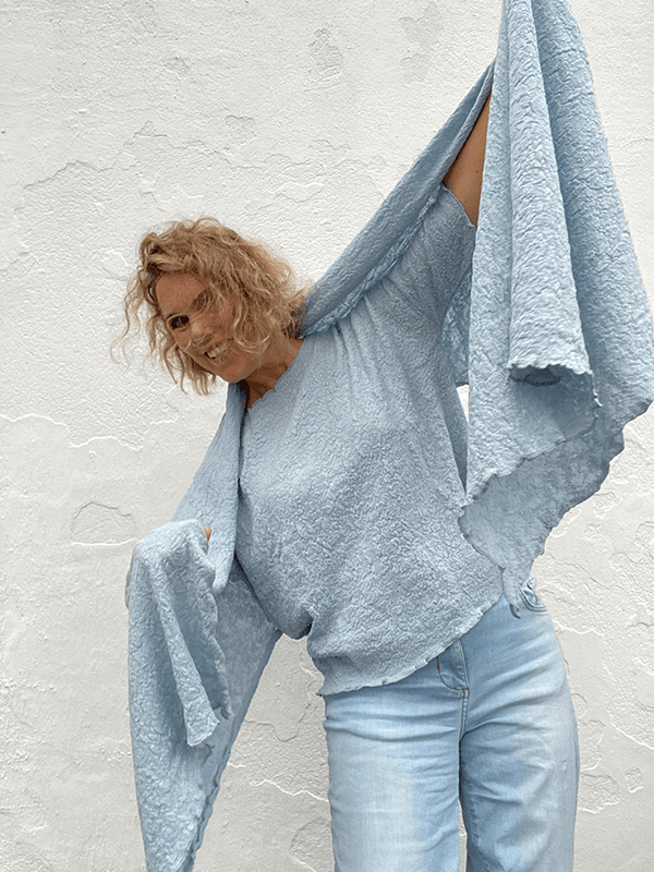 1503 Skjerf 58x200cm, Blue Mist, Bubble Wool