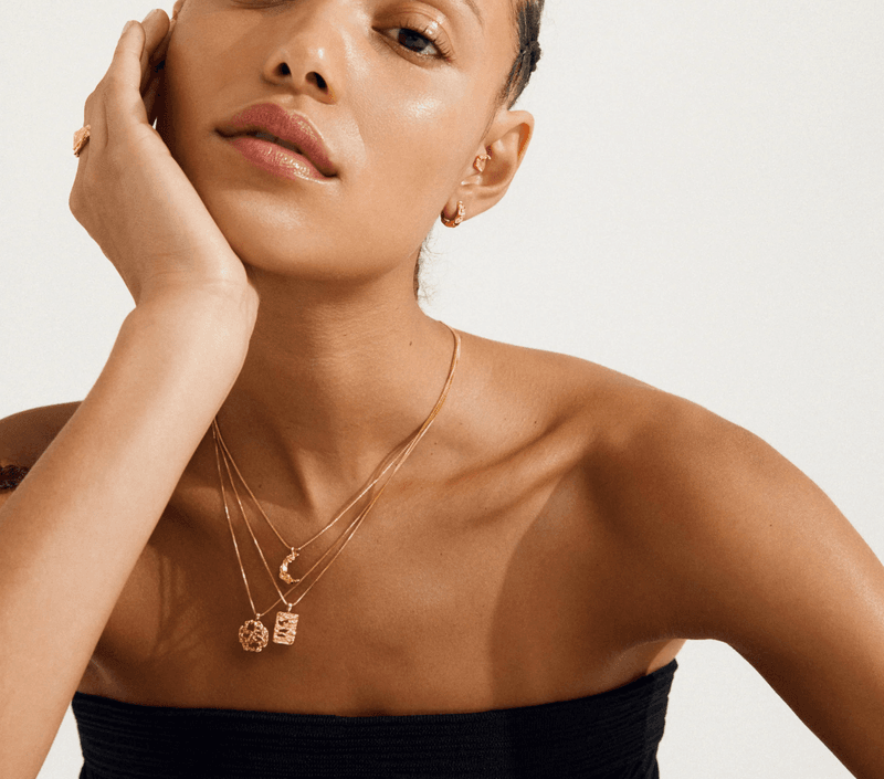 MOON Resirkulert Halskjede, Gullbelagt