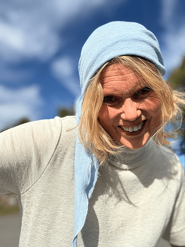 1055 Knit Kerchief TriangelSkjerf (M), Sky Blue Melange, Merino