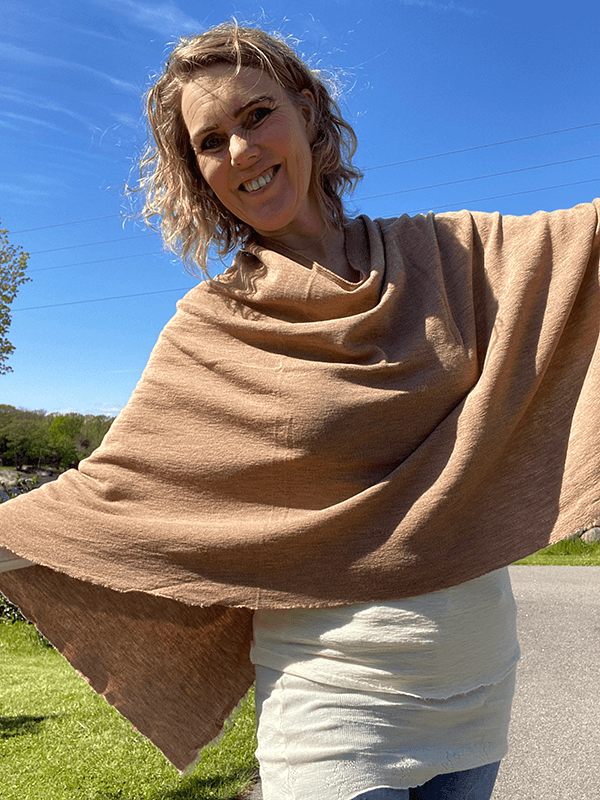 1001 Poncho, Light Camel Melange, Merino