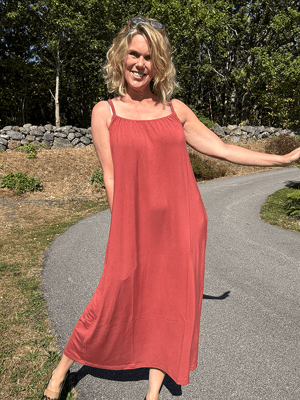 7622 Strap Dress, Tarracotta, Bamboo