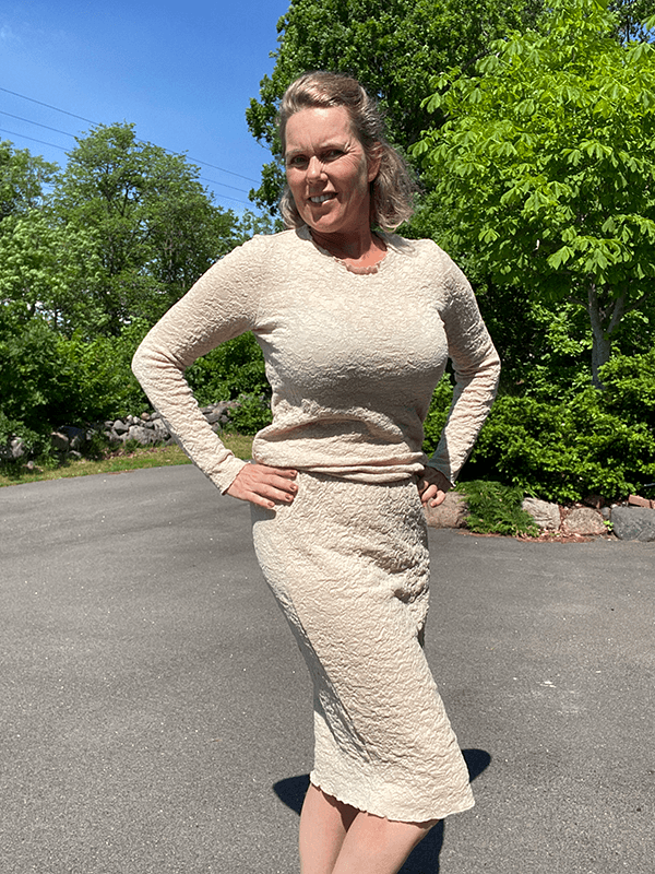 5501 Skjørt, Almond Milk, Bubble Wool