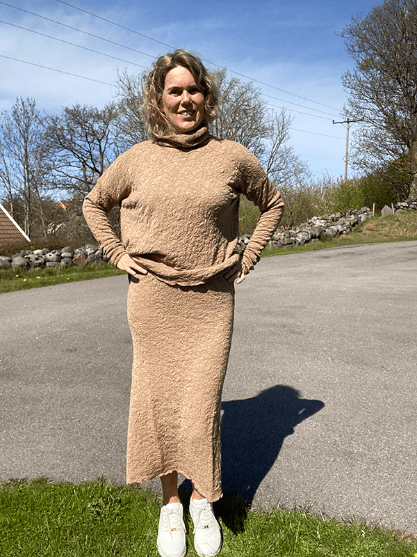 5503 Skjørt, Light Camel Melange, Bubble Wool