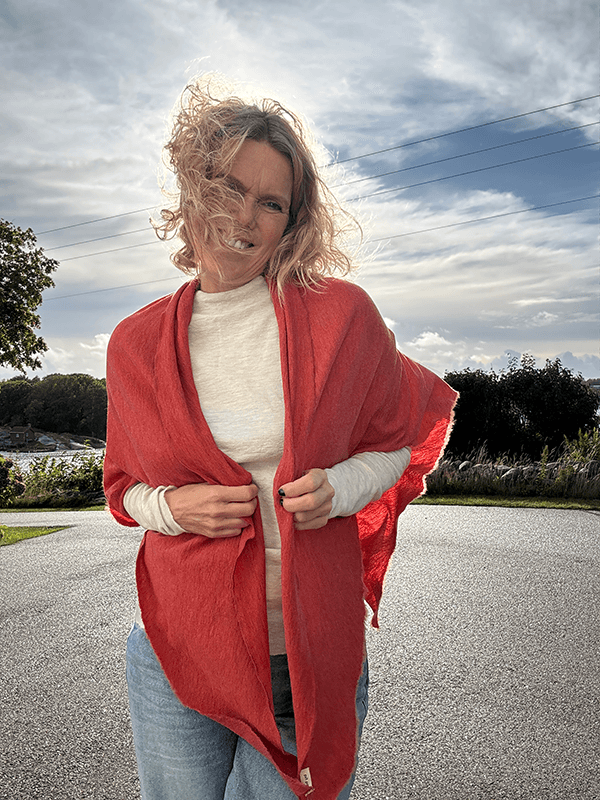 1063 Sjal Curling, Terracotta Melange, Merino