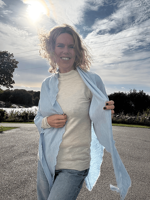 1063 Sjal Curling, Sky Blue Melange, Merino